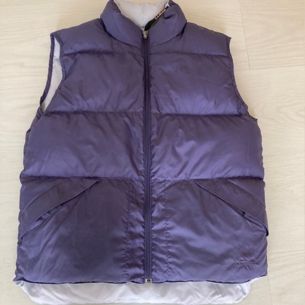 LL Bean Womens Puffer Vest Thick Reversable Never Used M Goose Down